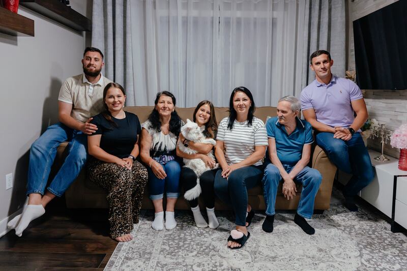 The Hedzhymanovis, one of the first Ukrainian families to be sponsored as refugees in DeWitt. Photograph: Jamie Kelter Davis/The New York Times