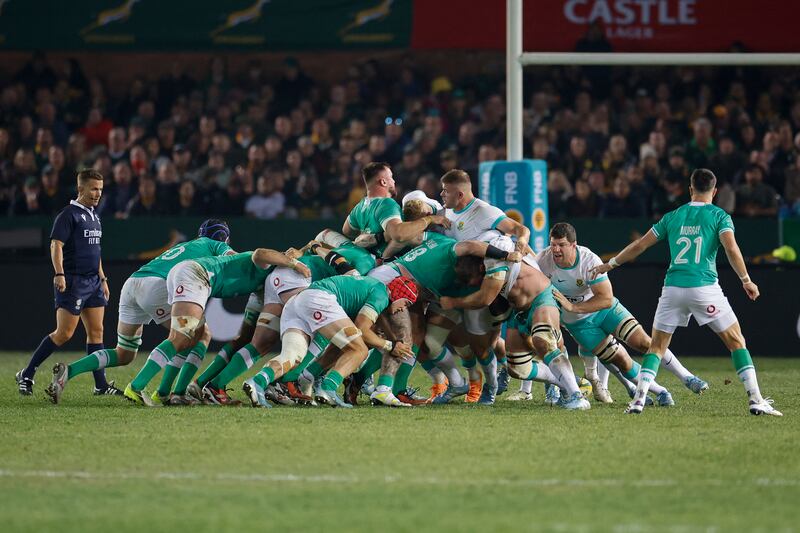 The amount of time spent on scrummaging in the recent South Africa-Ireland tests underlined the need for a new laws. Photograph: Marco Longari/AFP via Getty Images