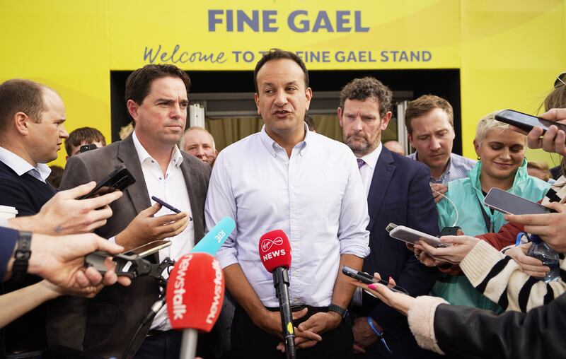 Leo Varadkar, conducted his press conference in shirt sleeves because he has no need for an identifying jacket. Photograph: Niall Carson/PA