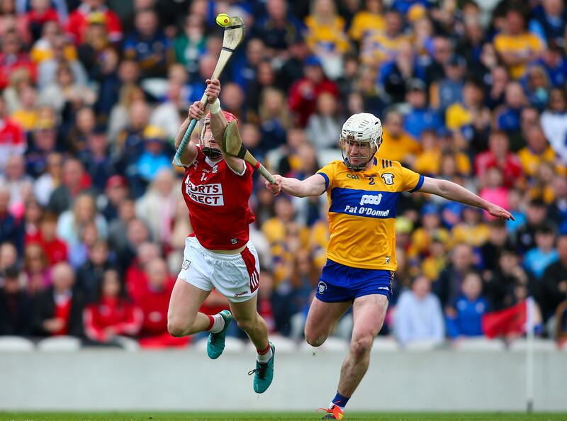 Clare’s Adam Hogan (right) could be an ideal match-up against Cork’s Alan Connolly. Photograph: Ken Sutton/Inpho