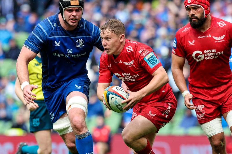 Sam Costelow in action for Scarlets. Photograph: Billy Stickland/Inpho