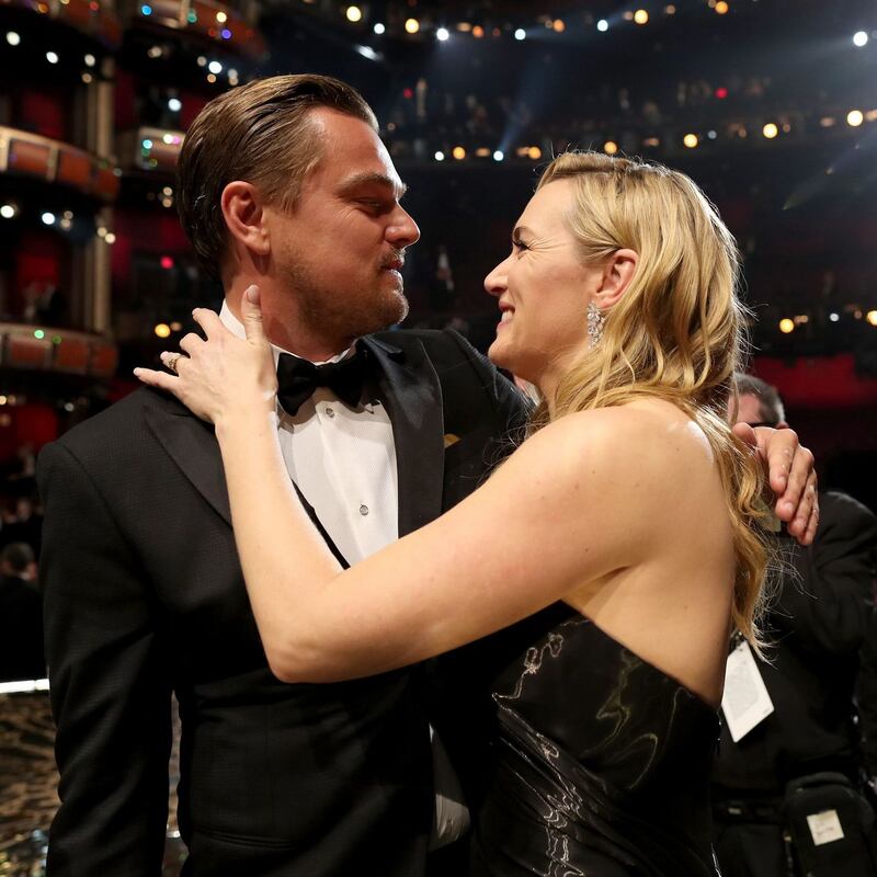 Kate Winslet with Leonardo DiCaprio at the Oscars in 2016. Photograph: Christopher Polk/Getty