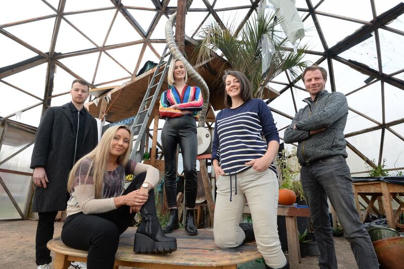 Cúán Greene, Niamh Condon, Grainne Mullins, Kate Egan and Clive Bright. Photograph: Dara Mac Dónaill