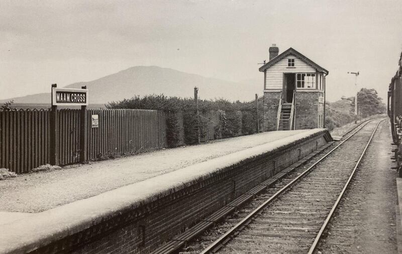The signal cabin which one stood at the end of the station’s platform in the Galway city direction, pictured on July 16th, 1934. The brick base of the cabin survives and it will be rebuilt to control train movements on the site once again. Photograph: Jim Deegan