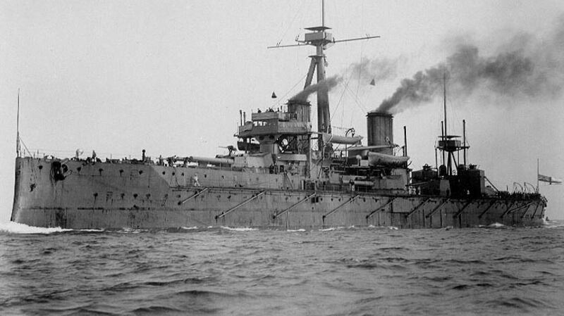 HMS Dreadnought at sea in 1906.