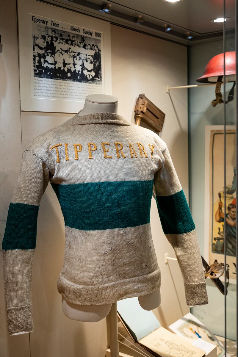 The jersey of footballer Michael Hogan, shot dead on Bloody Sunday, in the Tipperary Museum of Hidden History in Clonmel. Photograph: John D Kelly