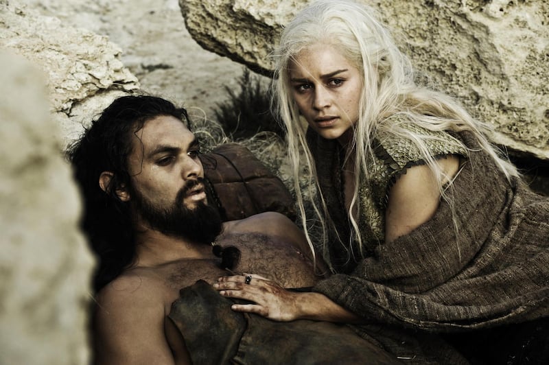Game of Thrones: Emilia Clarke with Jason Momoa