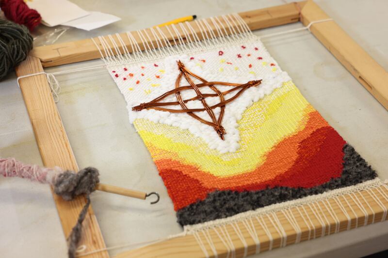Artwork from the Liberties Weavers group. Photograph: Dara Mac Dónaill 