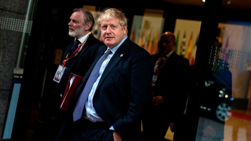 British Prime Minister Boris Johnson leaves the Brussels summit last night. Photograph: Kenzo Tribouillard/AFP/Getty