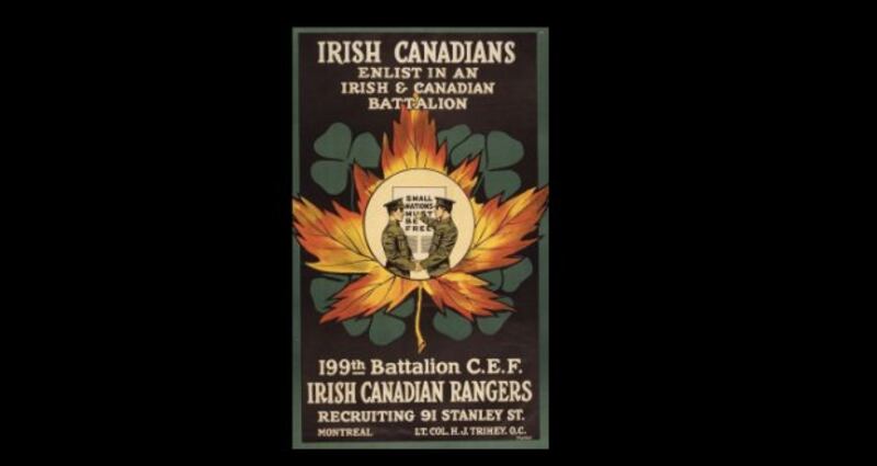 A Canadian recruitment leaflet targeting the Irish population