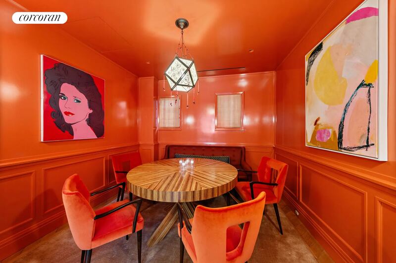 The tomato-red diningroom. Photograph: The Corcoran Group 