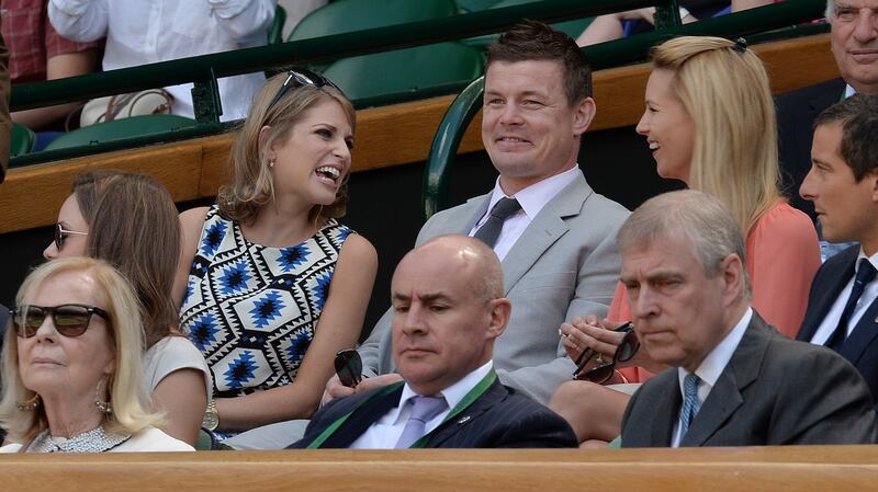 Brian O’Driscoll and  Amy Huberman  at the Wimbledon tennis championships. File photograph: Anthony Devlin/PA Wire.