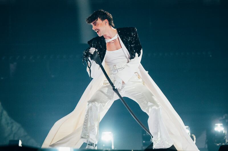 Adonxs performing Kiss Kiss Goodbye for Czechia in Basle. Photograph: Sarah Louise Bennett/EBU