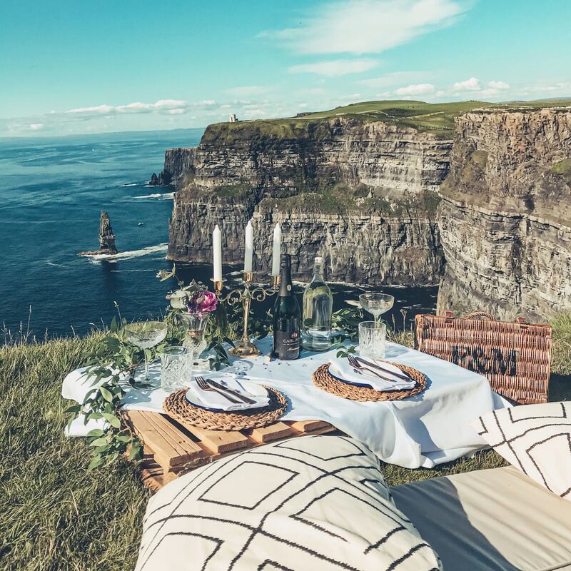 Grá Picnics will set up your picnic anywhere in Co Clare, with this spot at the Cliffs of Moher being particularly popular.