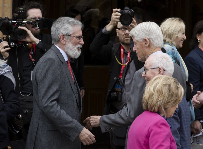 Former Sinn Féin leader Gerry Adams met former US president Bill Clinton in New York in April. Photograph: PA