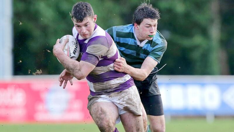 Blocky centre Fergal Cleary (left) will drive Clongowes Wood over the gainline in this year’s Leinster Senior cup campaign. Photograph: Morgan Treacy/Inpho