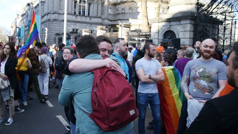 Solidarity: People at the vigil in Dublin. Photograph: Stephen Collins/Collins Photos