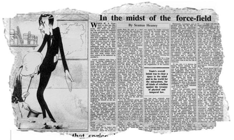 Seamus Heaney’s article about Yeats in this newspaper on January 28th, 1989, marking the 50th anniversary of Yeats’s death