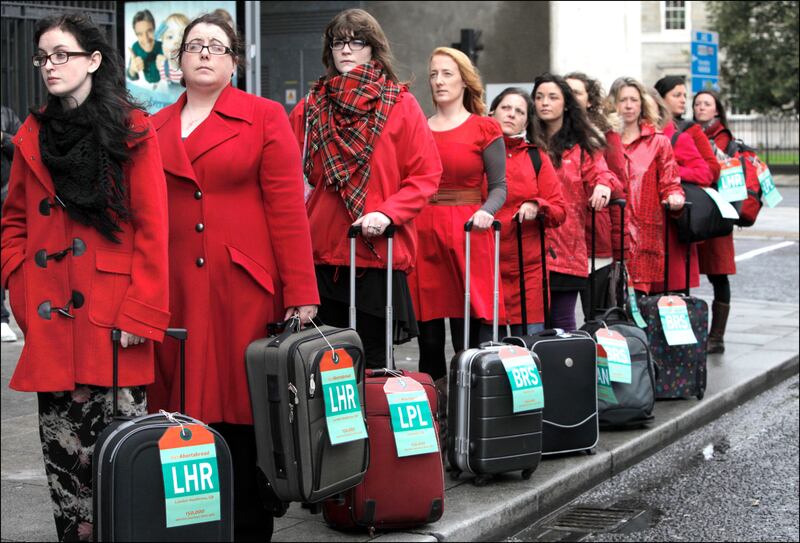 On September 26th, 2012 choice activists highlight that 12 women and girls leave every day for abortions abroad. Photograph: Paula Geraghty