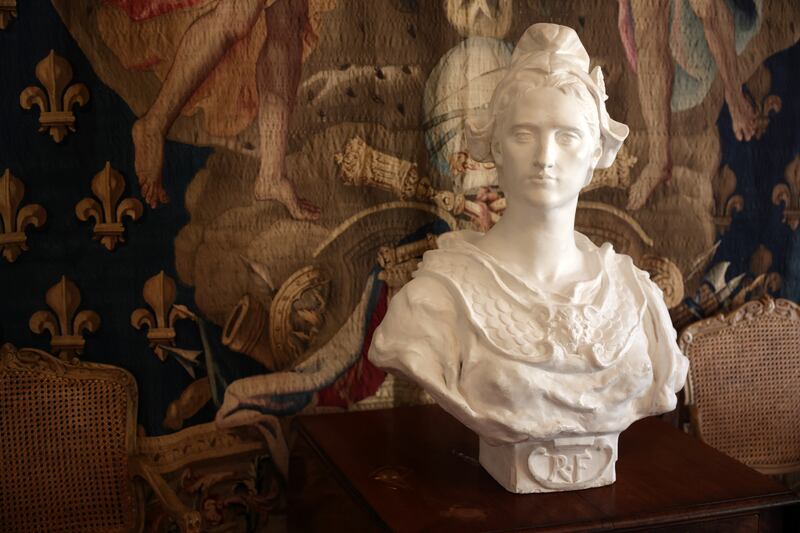 A bust and tapestry in the piano room at the French ambassador's residence. Photograph: Chris Maddaloni