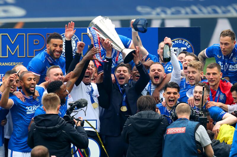 Steven Gerrard led Rangers to the Scottish title in 2021. Photograph: Andrew Milligan/PA Wire

