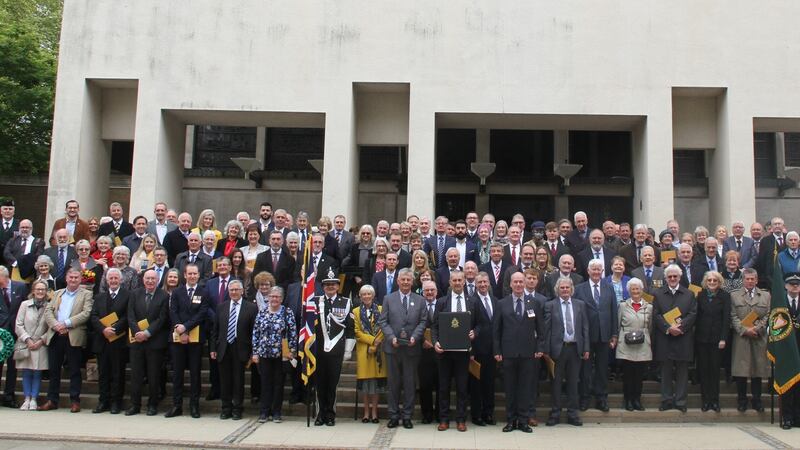 Relatives of RIC members who gathered for the event in London. Photograph: Ronan McGreevy