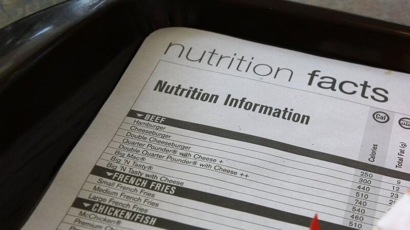 Calorie counts on a McDonald's menu. Photograph: Justin Sullivan/Getty