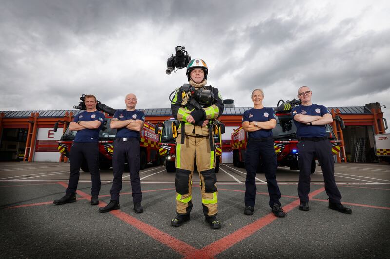 DAA Firefighters and airport police staff (from left) Dave Brennan, BT Conway, Mick Bracken, Anne McMenamin and Mick Gurley. Photograph: Alan Betson/The Irish Times

