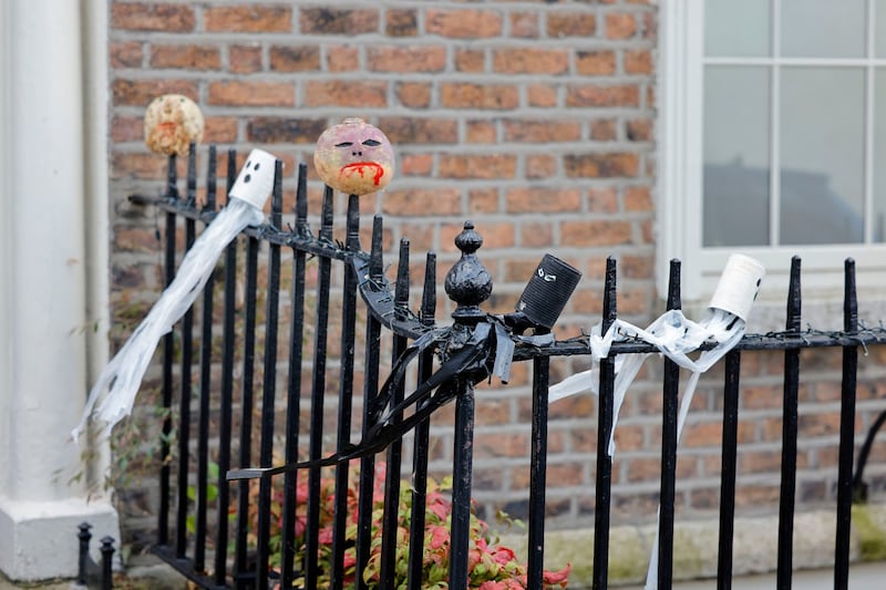 20/10/2021 - NEWS - Halloween decorations outside houses on Mountpleasant Square, in Dublin.  Conor Goodman FeaturesPhotograph: Alan Betson / The Irish Times