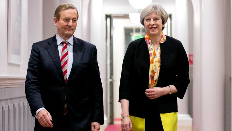 Taoiseach  Enda Kenny and British prime minister Theresa May attend a bilateral meeting at Government Buildings in Dublin on Monday. Photograph: Chris Bellew/Fennell Photography/Reuters
