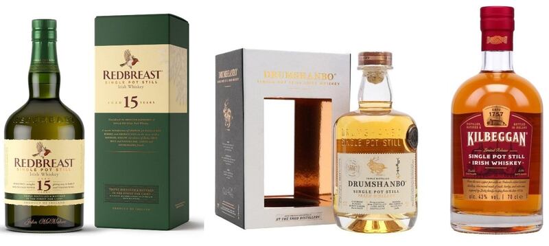 Single pot still whiskeys: Redbreast 15, Drumshanbo and Kilbeggan