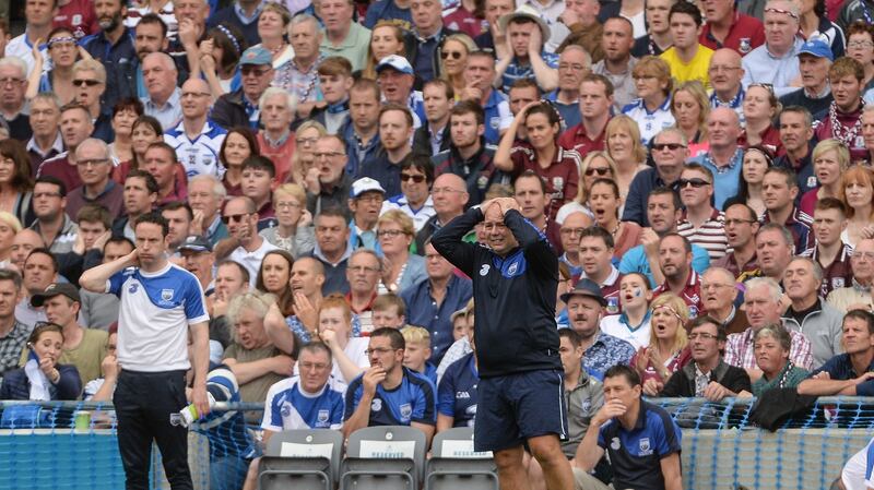 Waterford manager Derek McGrath  saw his side narrowly beaten by Galway. Photograph: Piaras Ó Mídheach/Sportsfile via Getty