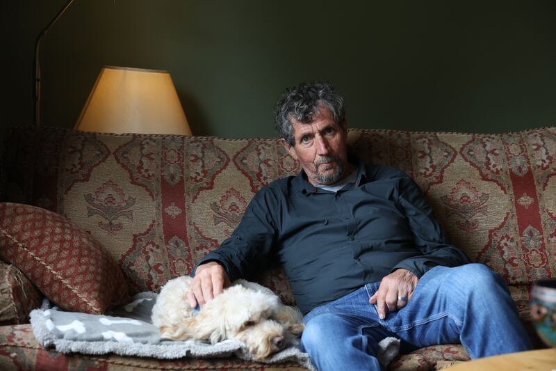 22/06/2022 - NEWS - Charlie Bird and dog 'Tiger' at home in Ashford.  Photograph: Nick Bradshaw