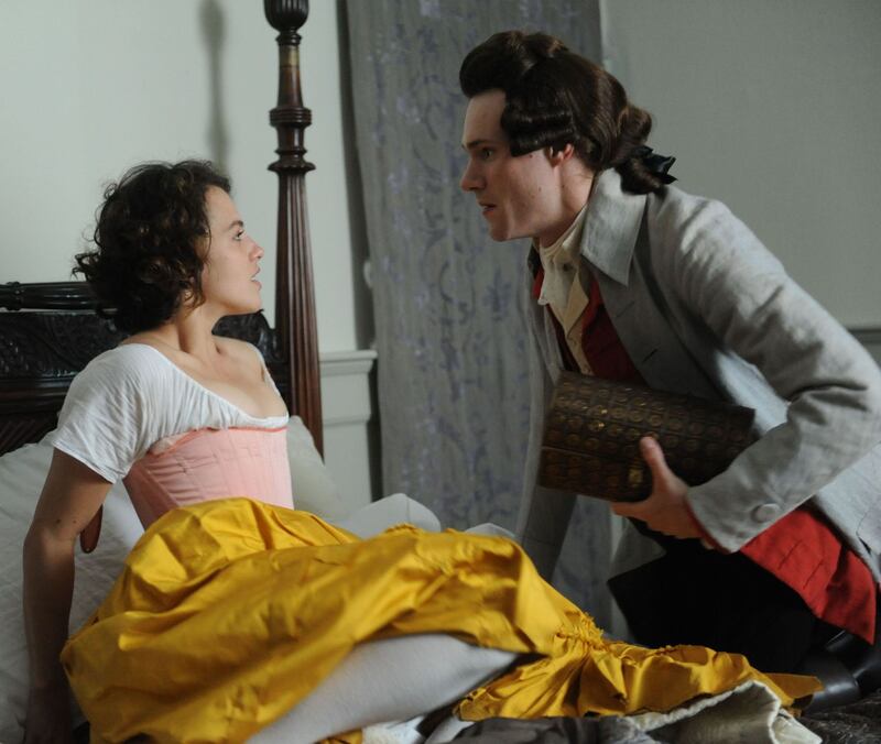Harlots: Jessica Brown Findlay, as Charlotte Wells, with Hugh Skinner. Photograph: Robert Viglasky/Monumental/BBC