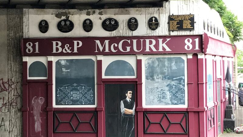 The memorial to those killed at McGurk’s Bar 50 years ago which stands on the site of the pub in north Belfast. Photograph Freya McClements