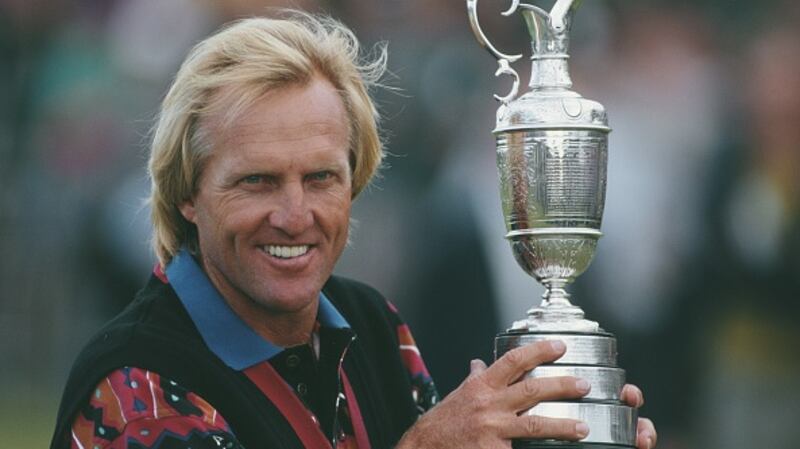 Greg Norman holds the Claret Jug in 1993 at St George’s. Photograph: David Cannon Collection/Getty Images