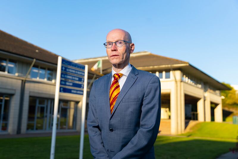 Michael Finn, principal of Gorey Community School.  He siad the school is well positioned to switch to remote learning if needed. Photograph: Patrick Browne