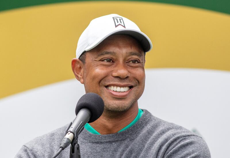 Tiger Woods speaks during a press conference at Adare Manor. Photograph: Paul Faith/AFP via Getty Images