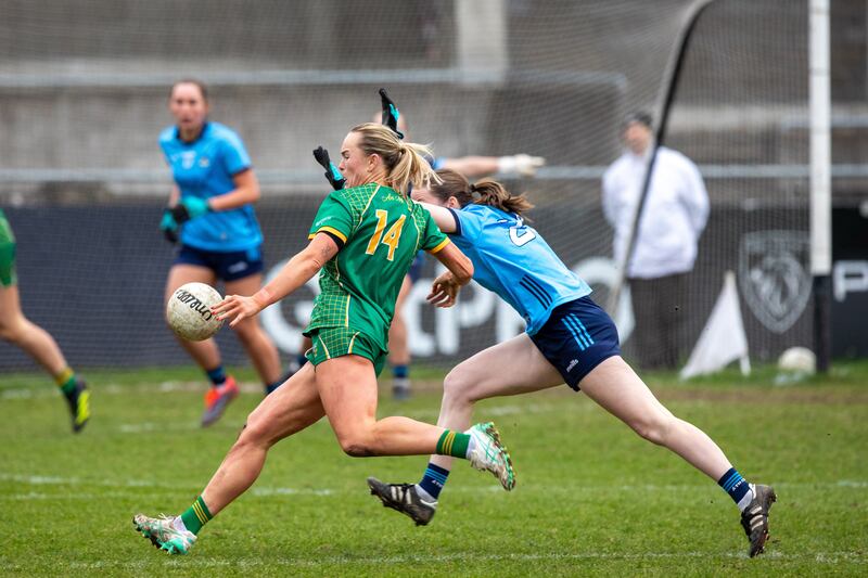Meath's Vikki Wall scores a point during the NFL Division 1 game against Dublin at Parnell Park in March. Photograph: Paul Barrett/Inpho