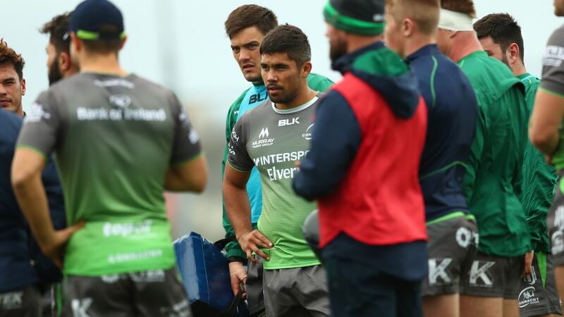 Jarrad Butler training with the Connacht Rugby squad at the Sportsground, Galway, on Tuesday. Photograph: James Crombie/Inpho