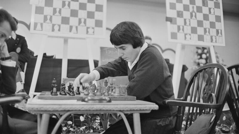 Women’s world chess champion Nona Gaprindashvili of the Soviet Union at the International Chess Congress in London in  1964. Photograph:   Stanley Sherman/Daily Express/Hulton Archive/Getty Images