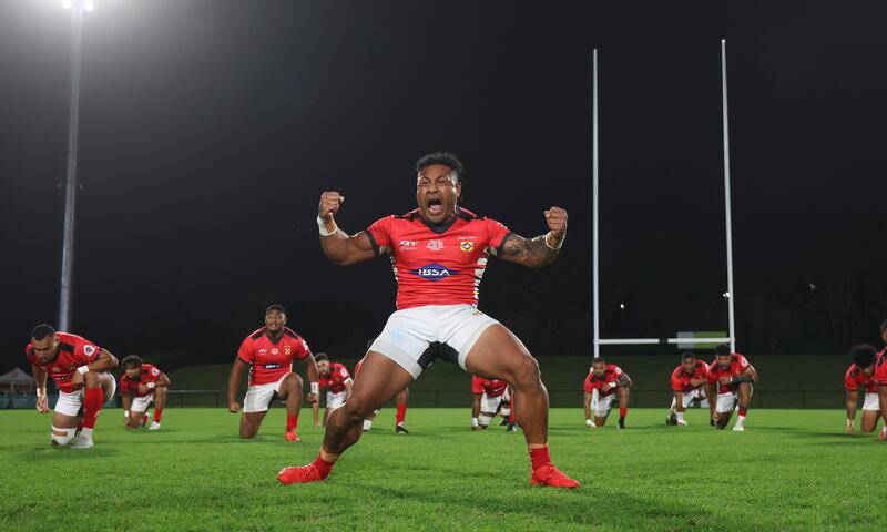 SUNSHINE COAST, AUSTRALIA - JULY 23: Tonga's Sonatane Takulua before the Rugby World Cup Pacific Play-Off match between Tonga and Hong Kong at Sunshine Coast Stadium on July 23, 2022 in Sunshine Coast, Australia. (Photo by Peter Wallis - World Rugby/World Rugby via Getty Images)