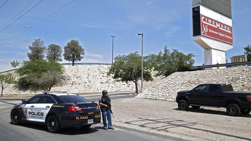 Police stand guard outside the Cielo Vista Mall in El Paso, Texas. Photograph: EPA/IVAN PIERRE AGUIRRE
