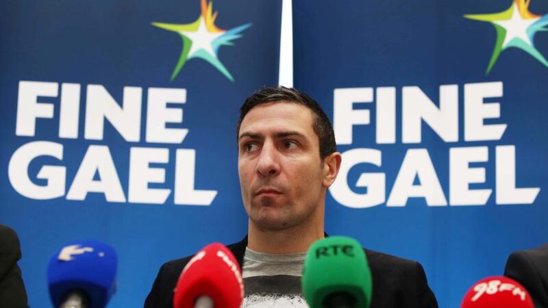 Former Olympic boxer, Kenneth Egan pictured at the Louis Fitzgerald Hotel, Dublin this afternoon where he declared his intention to run for Fine Gael in the forthcoming local elections. Photograph:  Collins.