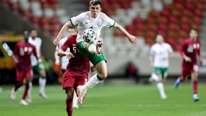 Jason Knight in action during the friendly against Qatar. Photograph: Laszlo Geczo/Inpho