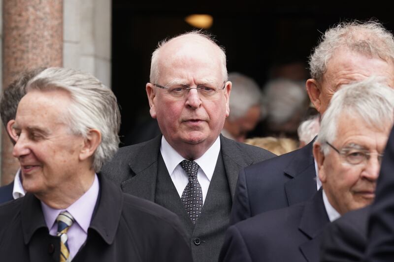 Senator Michael McDowell leaves the church after the funeral service. Photograph: Brian Lawless/PA Wire