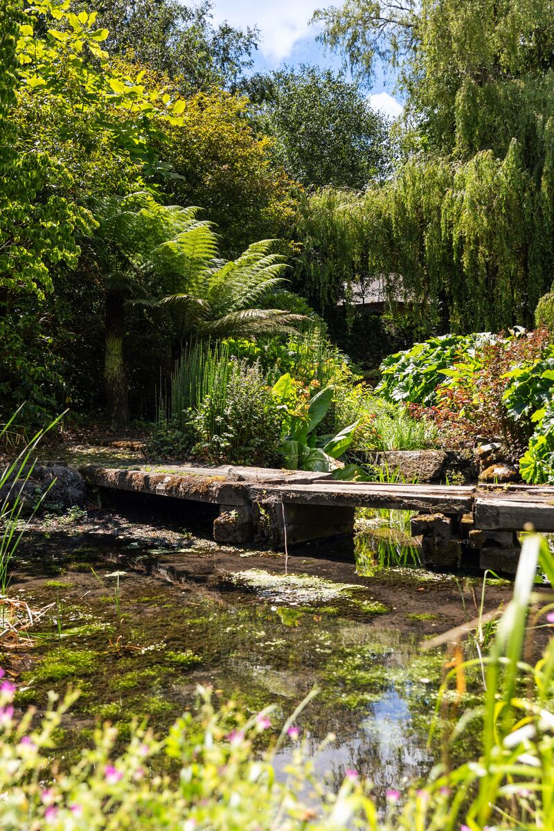 The gardens have meandering pathways, a winding river, feature bridge, lily pods and cascading waterfall