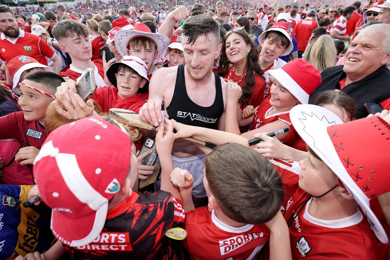 Cork's Patrick Horgan with fans after the Rebels won Tipperary on Sunday. Photograph: Laszlo Geczo/Inpho