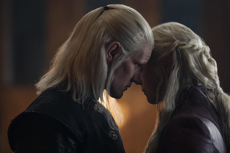 Matt Smith as Daemon Targaryen and Emma D'Arcy as Rhaenyra Targaryen in the new season of House of the Dragon. Photograph: HBO