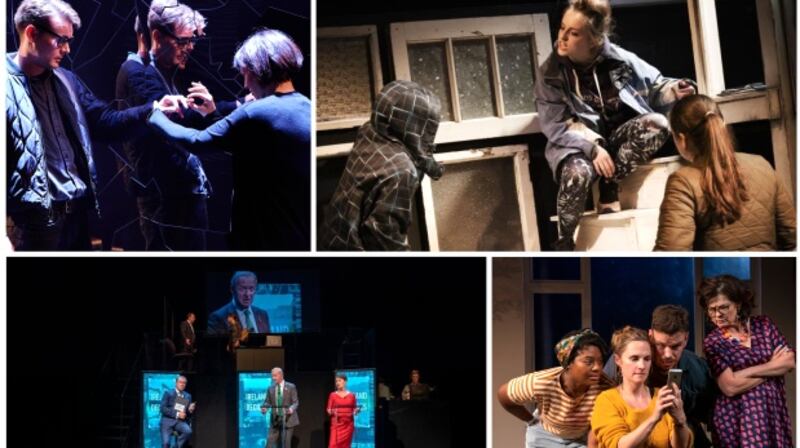 Best new play nominees (clockwise from top left) Dylan Coburn Gray, Citysong; Tracy Martin, Dublin Will Show You How; Michael Patrick and Oisín Kearney, The Alternative; Lisa Tierney-Keogh, This Beautiful Village